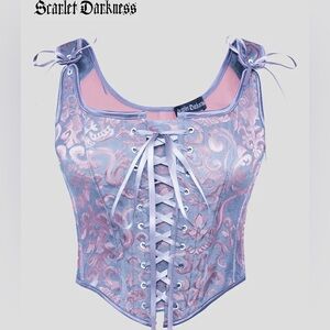 NWT Women Jacquard Victorian Corset Vest size 10 Rapunzel princess fairy core